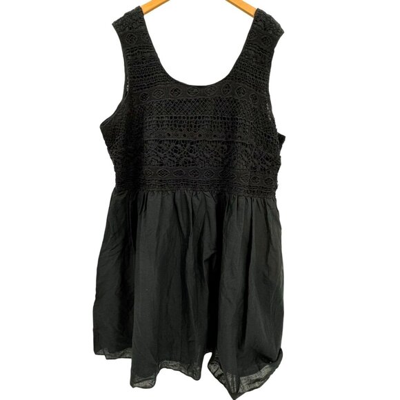 Ellos‎ Womens Plus Size Black Sleeveless Lace & Cotton Dress 24W Crochet Party - Picture 1 of 7